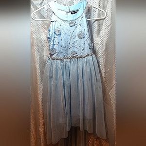 Sequin Hearts Girls Dress, Light Blue Tulle Sequins, Size 8